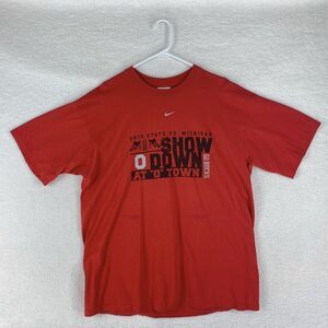 Vtg‎ Y2K Nike T Shirt Mens L Red Center Swoosh Ohio State vs Michigan Football